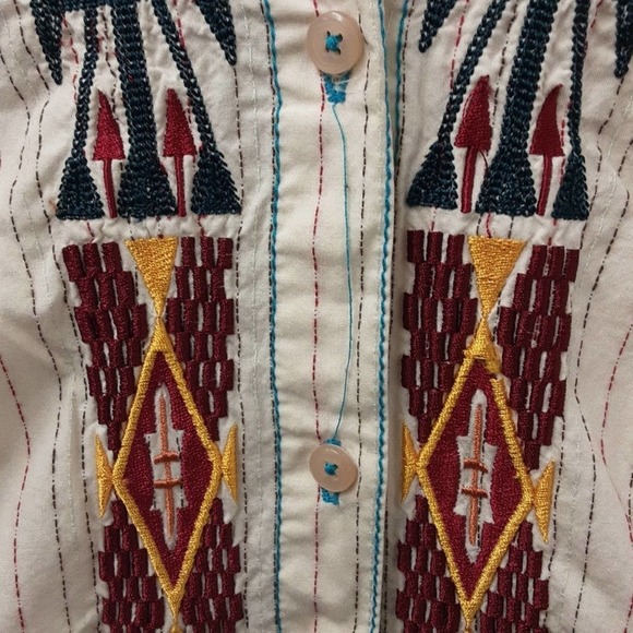 Rare Art to Wear Native American Johnny Was Boho Embroidered Button Up Shirt - Picture 4 of 6